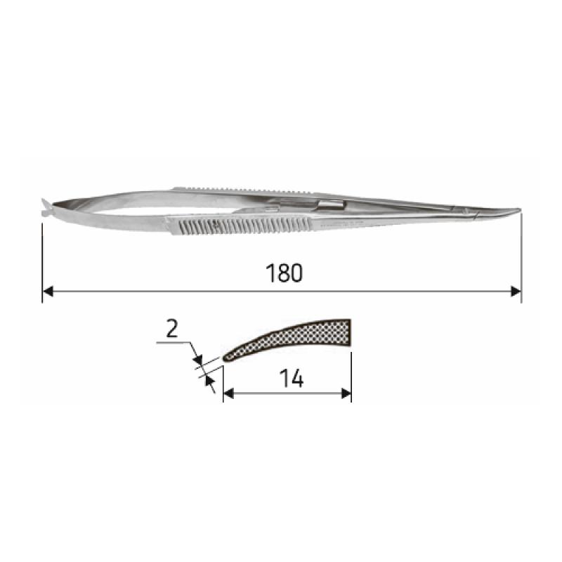 Голкотримач Castroviejo, 18 см, зігнутий, J-24-287, Surgicon